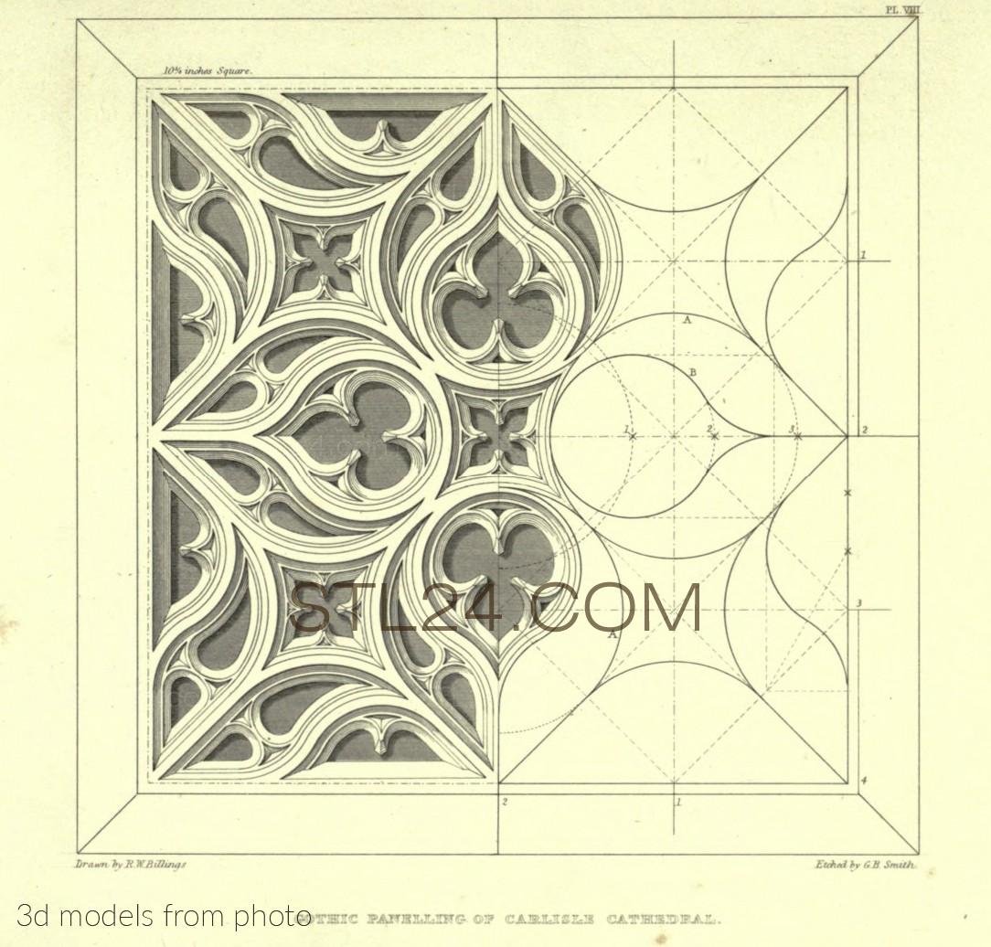 Панели резные (CARVED PANEL_0588 -  | 3D model 3DSMAX / OBJ / STL) 3D модель для ЧПУ станка